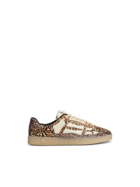 animal-print lace-up sneakers