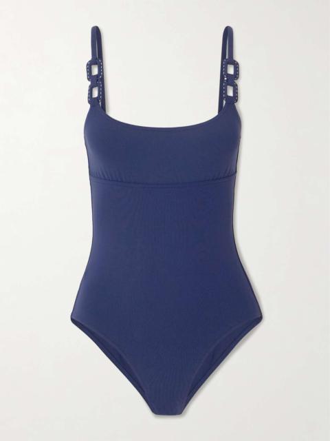 Ancre Côtier embellished swimsuit Navy