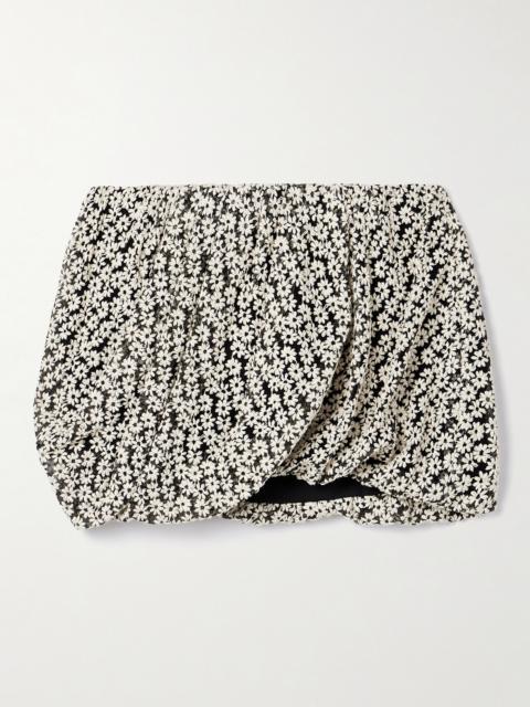 Stacya Draped Embroidered Cotton-blend Tulle Mini Skirt