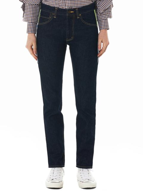 Ribbed Panel Denim Pants