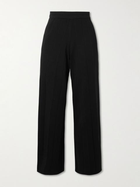 Lama ribbed jersey wide-leg pants Black