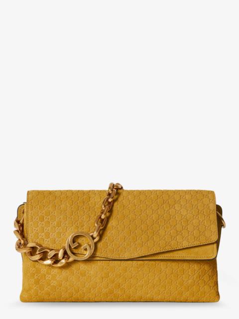 Suede Shoulder Bag With All-Over Gg Motif