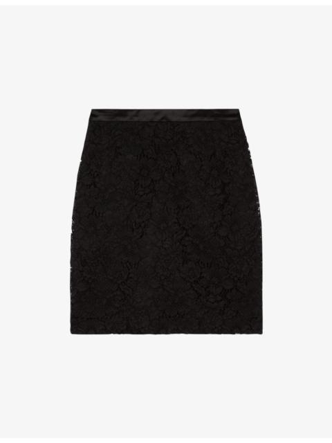 High-Rise Lace Mini Skirt