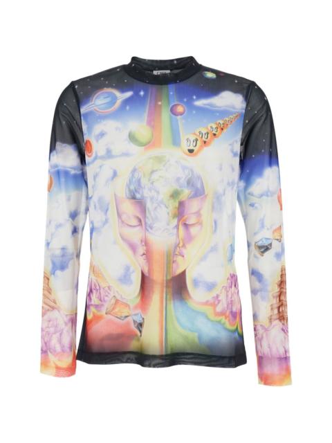 mesh printed sweatshirt