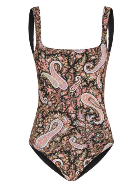 paisley-print square-neck swimsuit