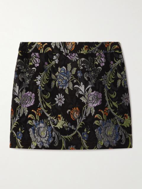 Floral-brocade Mini Skirt