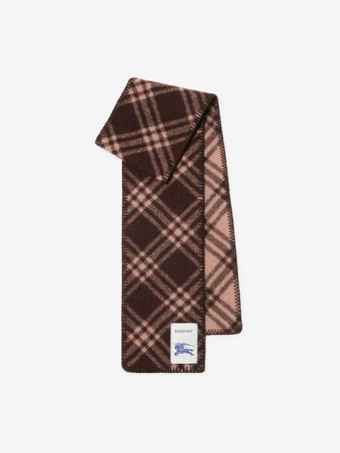 Narrow Check Wool Scarf