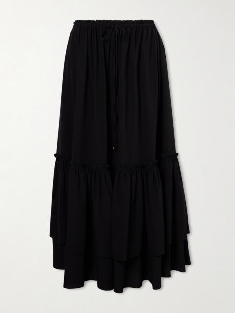 Tiered Silk Crepe De Chine Maxi Skirt