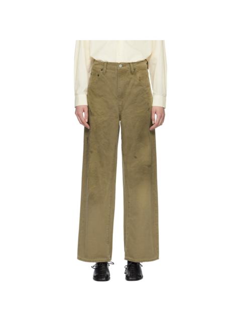 Beige Sulfur Dyed Oxford Vintage Wide Jeans