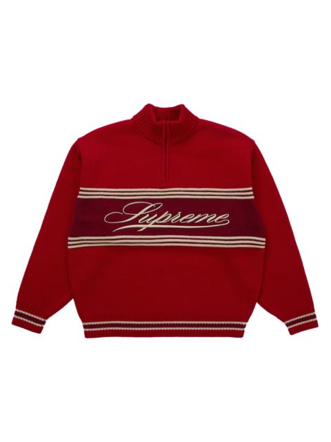 Supreme Script Stripe Half Zip Sweater Red