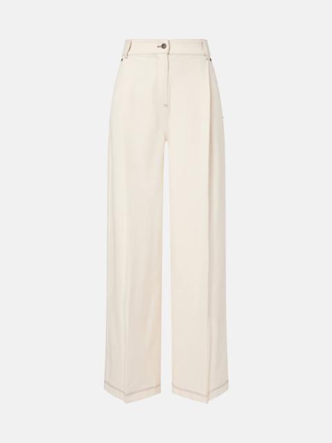 Pleated wide-leg jeans