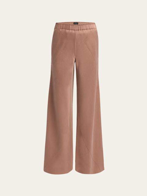 Elastic Waistband Wide Leg Trousers