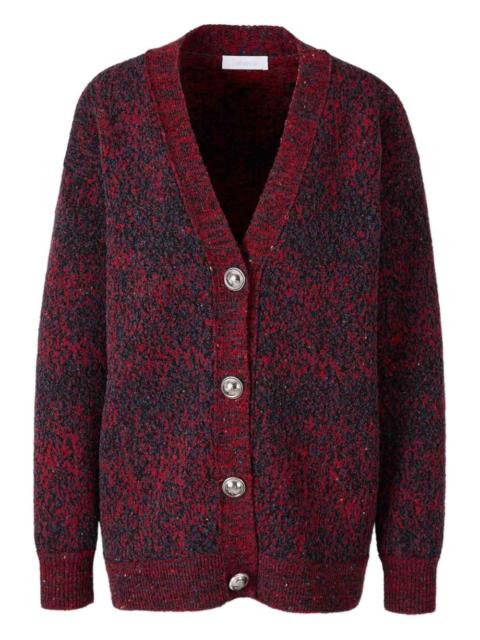 textured button wool cardigan