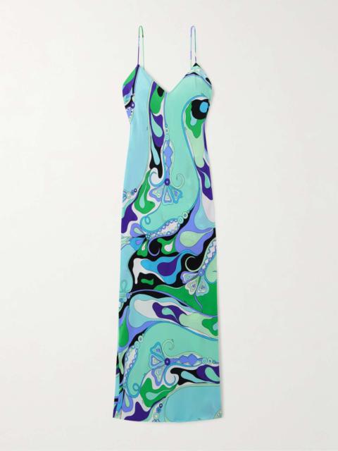 Printed silk crepe de chine maxi dress