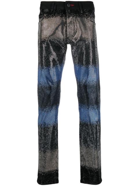 gradient crystal-embellished jeans