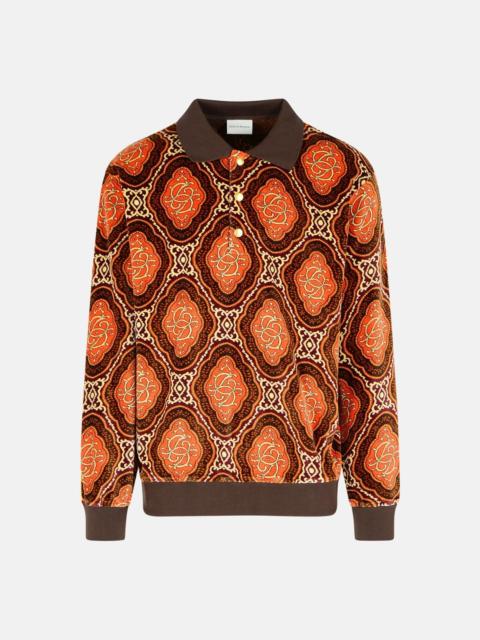'VELOURS MÉDAILLON' BROWN COTTON POLO SHIRT