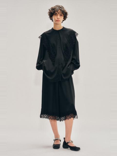 Cropped Lace Trim Negligee Trousers