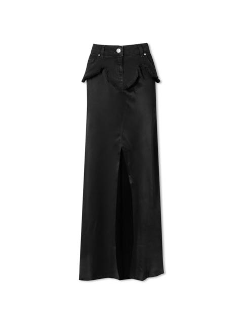 Blumarine Satin Denim Belt Maxi Skirt
