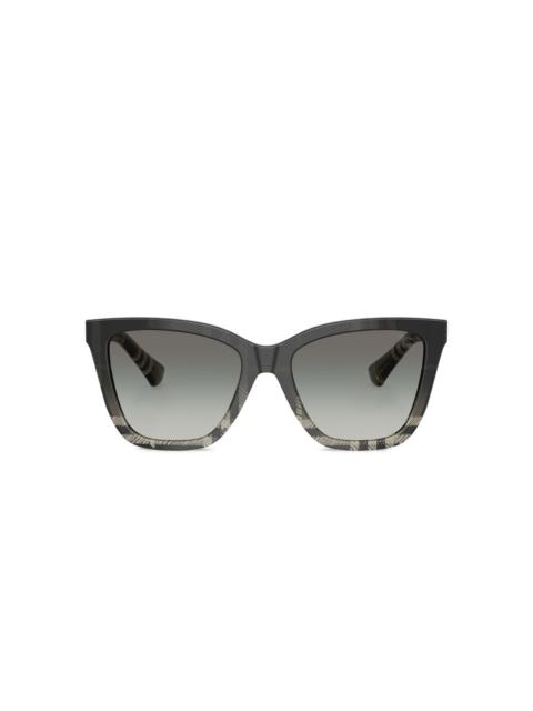 check-pattern cat-eye sunglasses