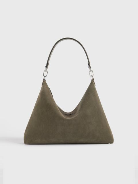 Medium Bevel cord-suede bag dark taupe