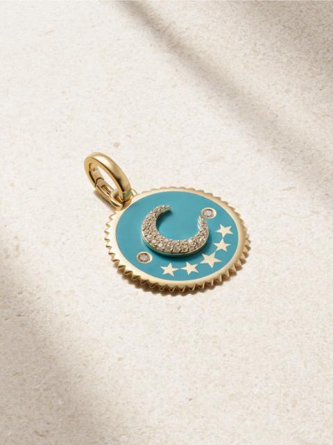 Crescent Medium 18-karat Gold, Enamel And Diamond Pendant