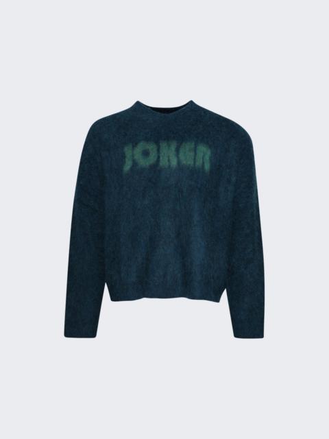 Brushed Mohair V-neck Sweater Dark Green