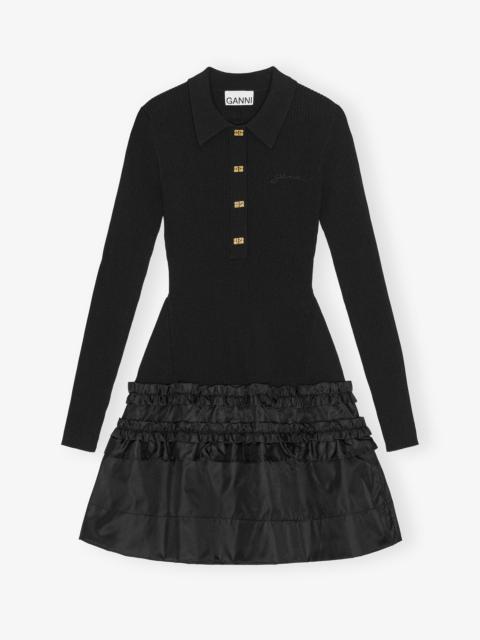 RIB KNIT RUFFLE MINI DRESS