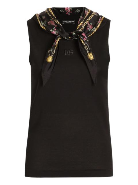 logo-embroidered tank top