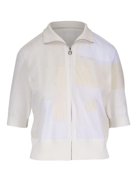 trapezoid jacquard cardigan