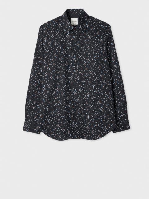 Tailored-Fit Navy Ditsy Floral Cotton Shirt