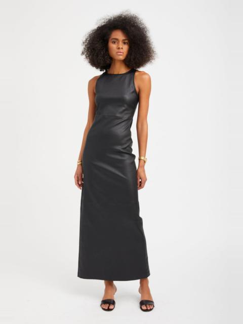 BLACK LEATHER AUDREY MAXI DRESS