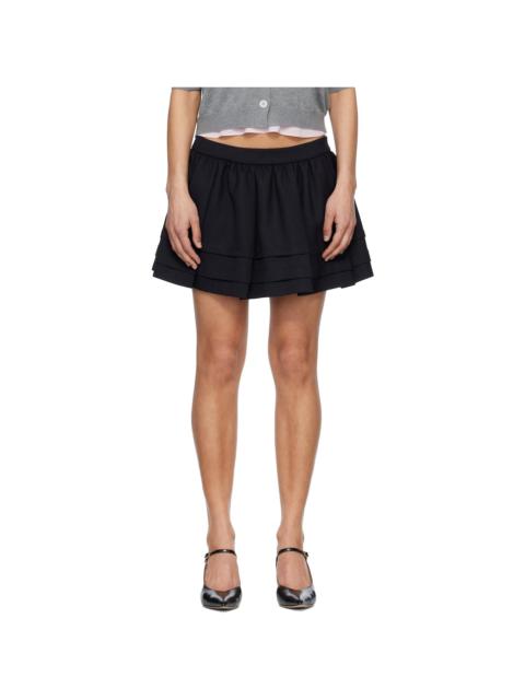 Navy Tuck Detail Pleated Miniskirt