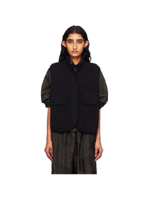 Black Boxy Cotton Waistcoat Cardigan