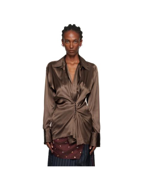 Brown Draped Shirt