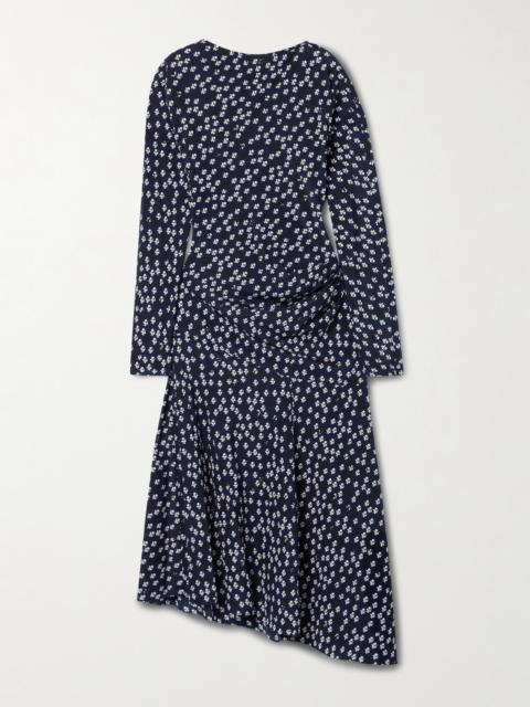 Alina Draped Floral-print Crepe Midi Dress