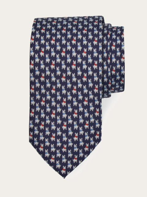 Terrier print silk tie