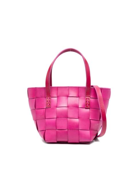 leather woven tote bag