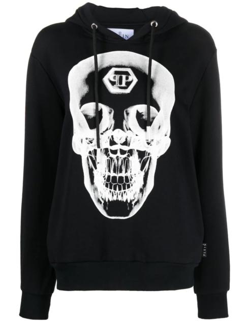 skull-print cotton hoodie