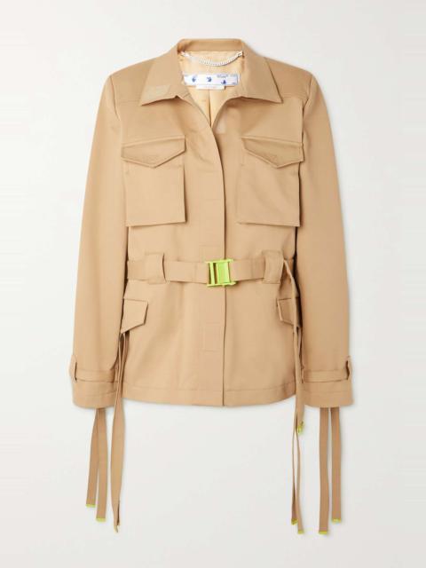 Belted cotton-blend gabardine jacket