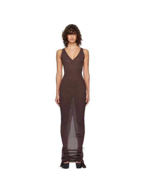 Brown Temple V Tank Maxi Dress