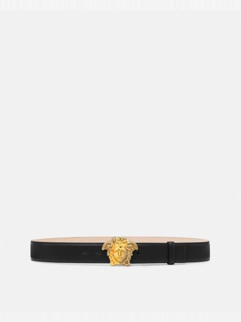 La Medusa Crystal Leather Belt 4 cm
