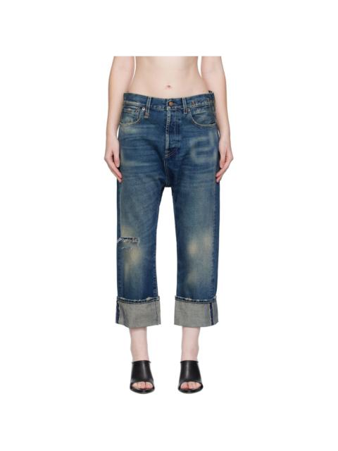 Blue Cuffed Tailored Drop Jeans