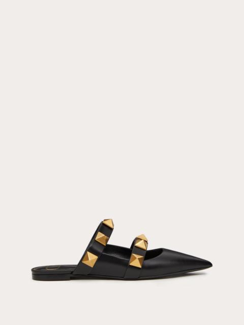 ROMAN STUD FLAT MULE IN CALFSKIN