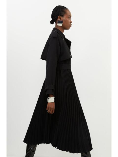 Tailored Pleat Detail Belted Trench Coat