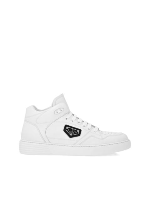 leather hi-top sneakers
