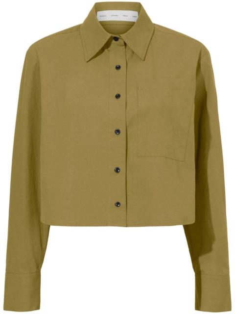 long-sleeve poplin cropped shirt