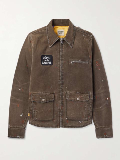 Billy B Paint-Splattered Distressed Coated-Canvas Jacket