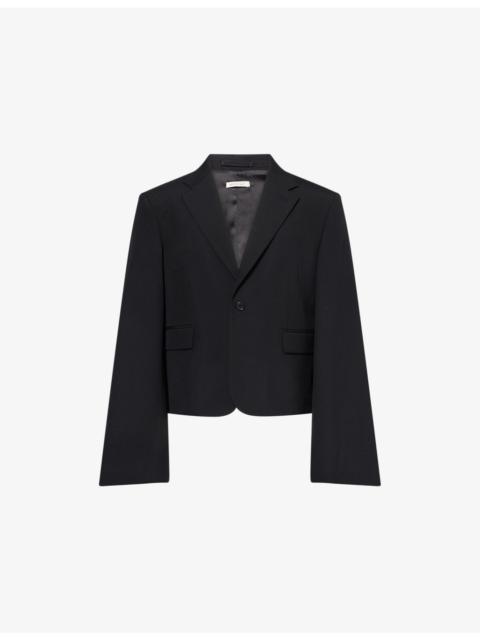 Wide-Sleeve Single-Breasted Wool Blazer