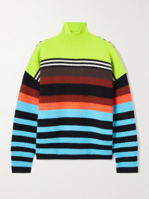 Striped Ribbed Wool-blend Turtleneck Sweater