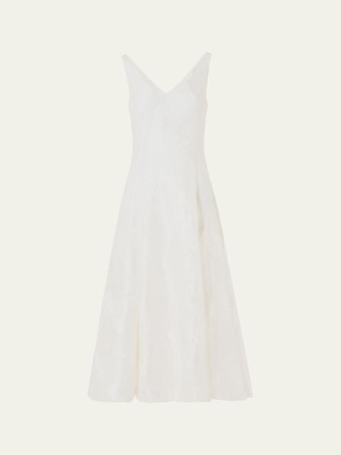 Lacquered Sea Faille Sleeveless Midi Dress